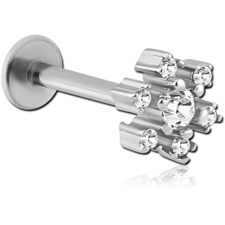 Labret kwiatek z cyrkoniami - srebrny 1.2 - 10.0