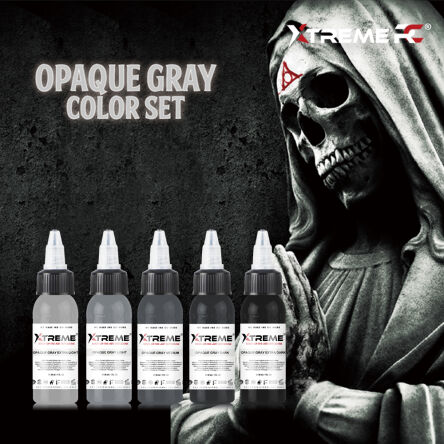 Xtreme Ink - farba do tatuażu - Opaque Gray Set - 5X30ML