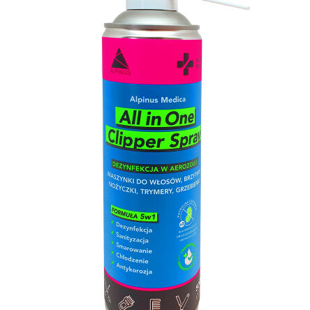 Produkt w postaci aerozolu do dezynfekcji przedmiotów All in One Clipper Spray 0.5L