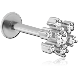 Labret kwiatek z cyrkoniami - srebrny 1.2 - 8.0