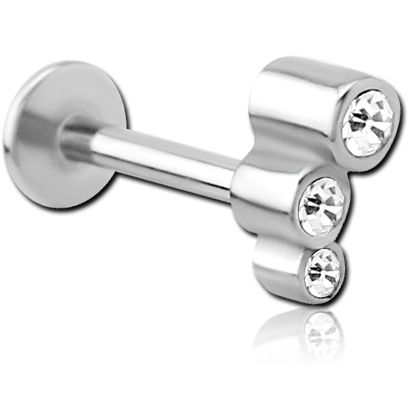 Labret 3 kola w pionie z cyrkoniami - srebrny 1.2 - 8.0