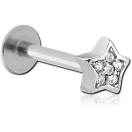 Labret gwiazdka z cyrkoniami - srebrny 1.2 - 10.0