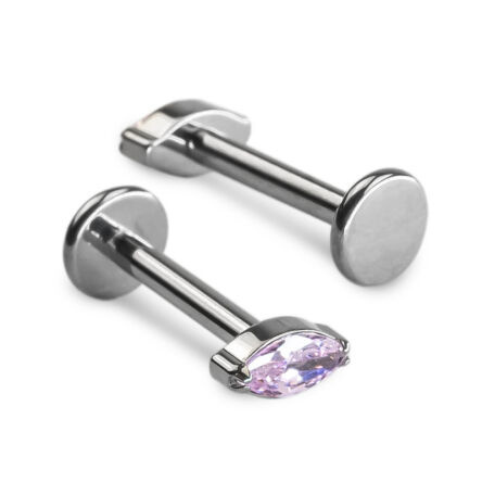 LABRET Z KRYSZTAŁOWĄ ŁEZKĄ - Różowy