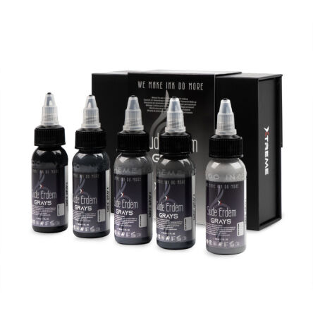 Xtreme Ink - farba do tatuażu - Suede Erdem Grays SET - 5X30ML