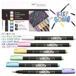 TOMBOW - flamastry pędzelkowe pastel do czarnych kartek SET 6szt