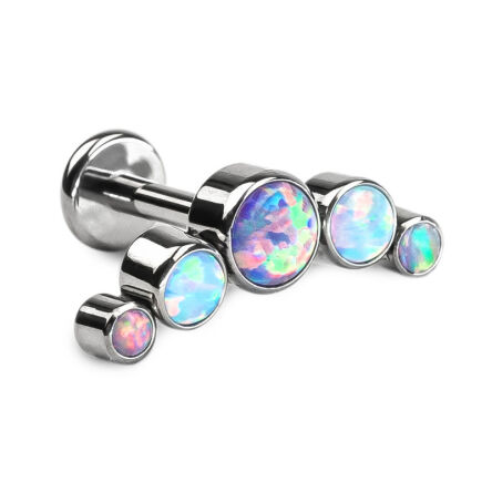 LABRET CLUSTER - Biały/różowy opal