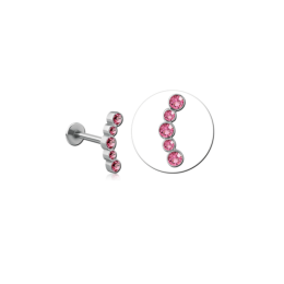 LABRET Z 5 KRYSZTAŁKAMI - Różowy