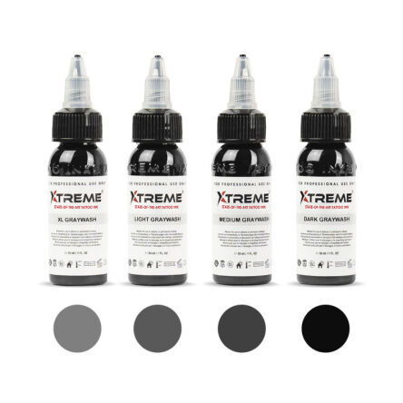 Xtreme Ink - farba do tatuażu - Graywash Set - 4X30ML