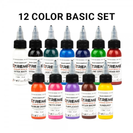 Xtreme Ink - farba do tatuażu - 12 Color Basic Set - 12X30ML