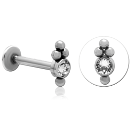 LABRET Z KRYSZTAŁKIEM I MAŁYMI ORNAMENTAMI