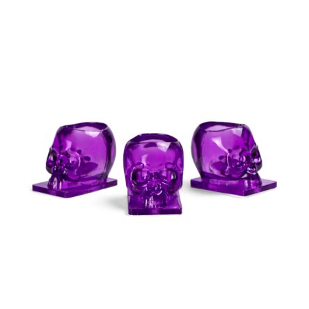 Plastikowe kubeczki na tusz - CZASZKI (12 MM) - 200 szt. Fioletowe